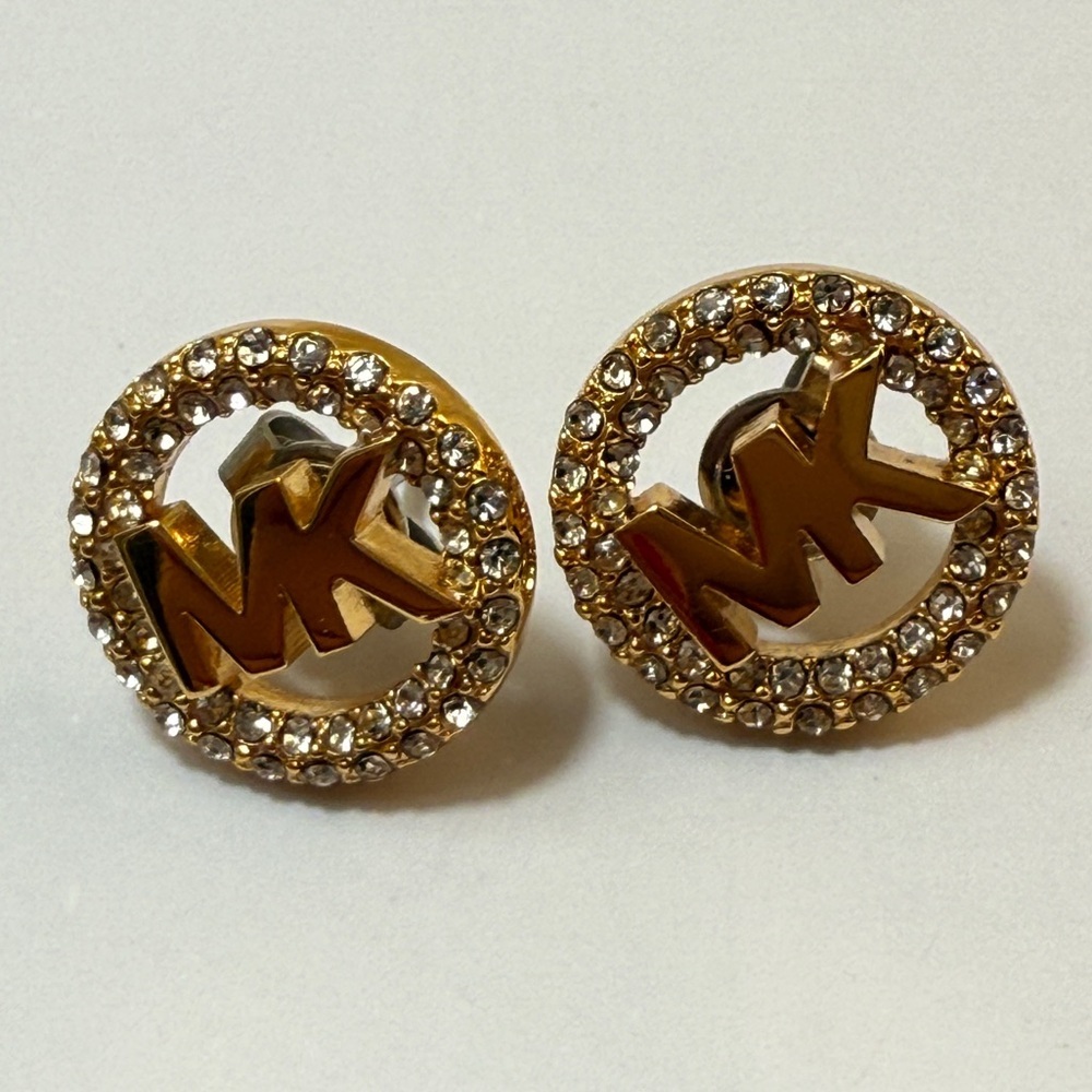 Michael Kors Gold Crystal Embellished Earrings